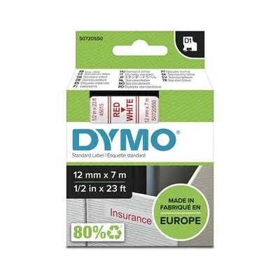 DYMO páska D1 12 mm x 7 m červeno biela