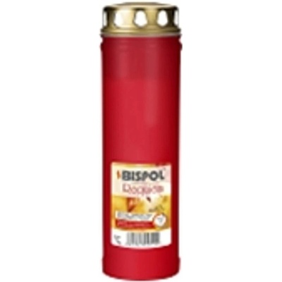 Hřbitovní svíčka s víčkem červená Requiem 168 hod (výška 250 mm, šířka 75 mm)