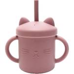 Lorelli Силиконова чаша с дръжки и сламка Lorelli - Natural, Deep Pink