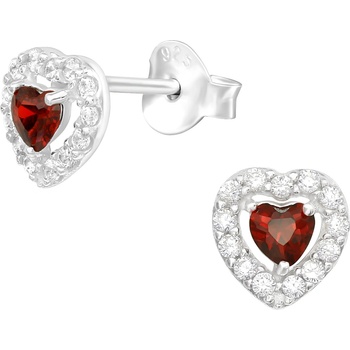 Image 1 of Bijutanki Сребърни Обеци с Винт - Сърце с Бляскави Камъни