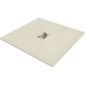 Mexen Hugo квадратен душов поддон SMC 100 x 100 см, бежов, златна маска - 42691010-G (42691010-G)