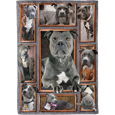 Excellent Mikroplyšová hřejivá deka Americký pitbulteriér šedý 100x150