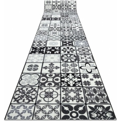 Najkoberce AZULEJO PATCHWORK lisabonský obklad sivý / čierny metráž 67 cm