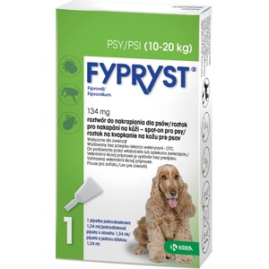 FYPRYST Fypryst Spot On капки срещу бълхи и кърлежи за кучета с тегло 10-20 кг, 134 мг/1, 34 мл, 1 пипета
