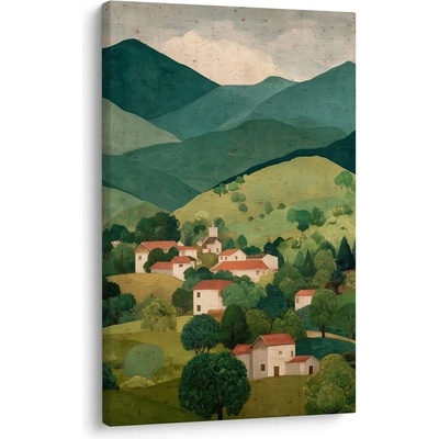 Obraz horské panorama s vesnicí - 40x60