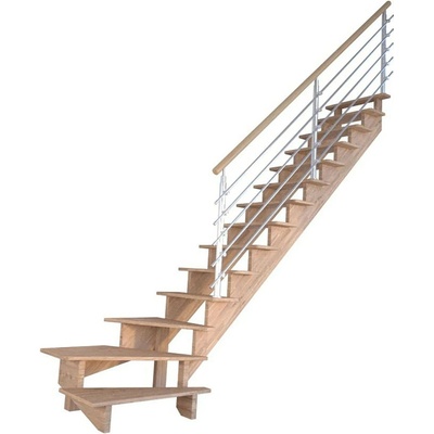StarWood Schody Lindos Pro dubové pravé 100cm otevřené design. nerez. zábradlí