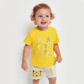 Image 1 of Mayoral Трикотажни бермуди с лъвче за бебе момче Майорал в светло сиво