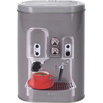 EH Excellent Houseware Dóza na kávu Espresso v šedé barvě kovová 13,5x7,5 x 19,2