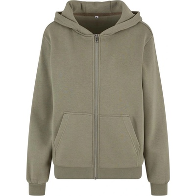 Build Your Brand Hebká dámská mikina na zip Fluffy Světlá olivová
