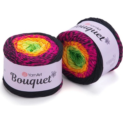 Yarn Art Bouquet 723 černá růžová žlutá zelená