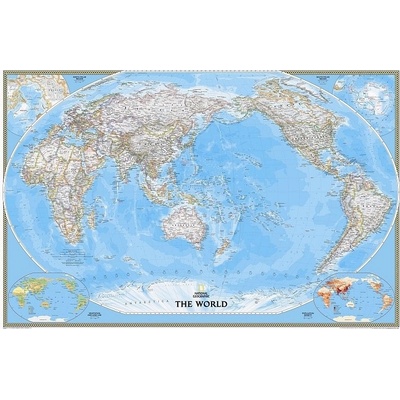National Geographic Svět - nástěnná mapa Pacific Classic 112 x 76 cm Varianta: bez rámu v tubusu, Provedení: laminovaná mapa v lištách