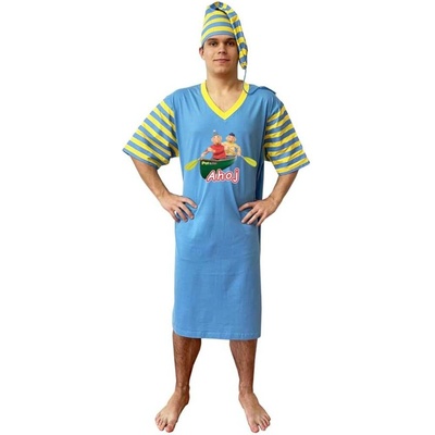 Pat a Mat Ahoj rybáři pánská noční košile kr.rukáv modrá