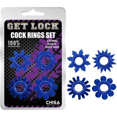 Комплект оребрени пенис рингове Cock Rings Set Blue