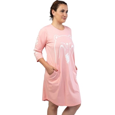 Макси нощница в розов цвят с апликация на мече