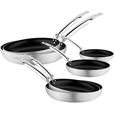 G.Gastro 6 ks Sada pánví - hliník - Teflon Platinum, nepřilnavý povrch, nýtovaná nerezová rukojeť - 200/240/280/320/360/400 mm - vhodné pro plyn, sklokeramiku a elektrický sporák - D9779205