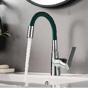 Inter Ceramic Стоящ смесител за умивалник ICF 124211 7113DG, цинк + месинг, хром + тъмнозелен, 29x18х4см (124211 7113DG)