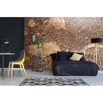 DIMEX ART s. r. o Самозалепваща се флизелинова фототапета стара винтидж карта ii. 375 x 250 см