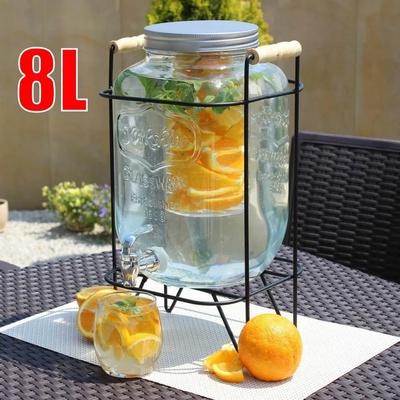8 литра стъклен буркан с канелка на метална стойка (0120129)