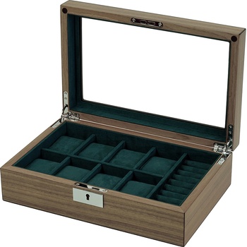 Rothenschild watch box walnut RS-2442-W for 8 watches & cufflinks (watch box walnut RS-2442-W for 8 watches & cufflinks)