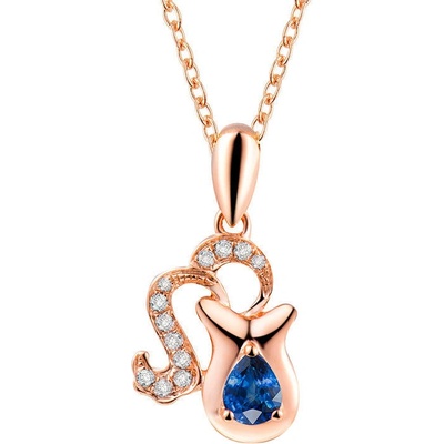 Eppi Prívesok v znamení Vodnára so zafírom a diamantmi Aquarius P34123