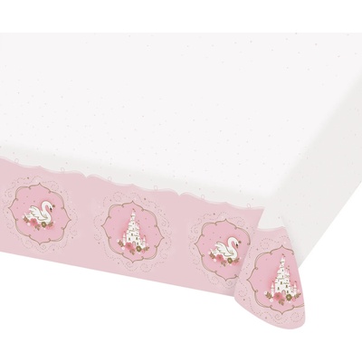 Amscan Хартиена покривка - Розов замък / Лебед 120 х 180см