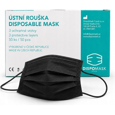 Dispomask jednorázová ústní rouška černá 10 ks