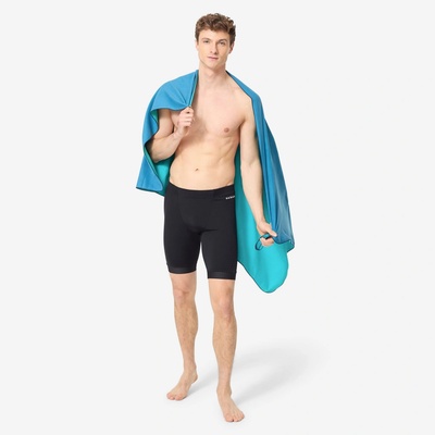 Decathlon uterák z mikrovlákna veľkosť L 80 x 130 cm dvojfarebný modro zelený