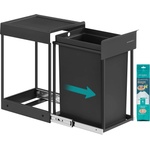 SONGMICS Kitchen Trash Can for Base Cabinet, 1 x 20 L, Extendable Trash Can, Steel Frame, ABS Lid, Ink Black LTB920BZ01 (LTB920BZ01)