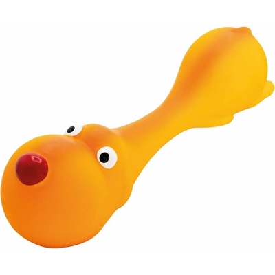 HipHop Dog Psík ležící tvar činky se zvukem 22 cm latex oranžová