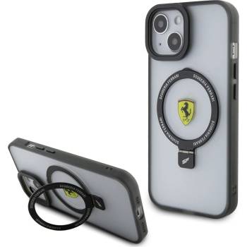 Ferrari Ring Stand MagSafe iPhone 15 Transparent/čierne Outline