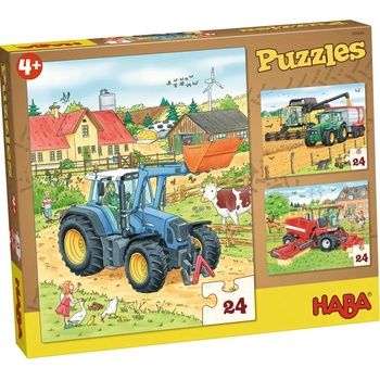 HABA Детски пъзел 3 в 1 Haba - Трактори (300444)