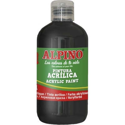 Alpino Fľaša akrylové farby do školy 250ml. čierna