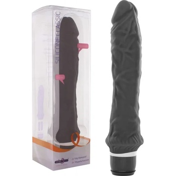 Силиконов вибратор с релефна повърхност, 25см. - Classic Vibrator Black (SEVCR01418)