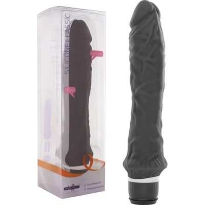 Силиконов вибратор с релефна повърхност, 25см. - Classic Vibrator Black (SEVCR01418)