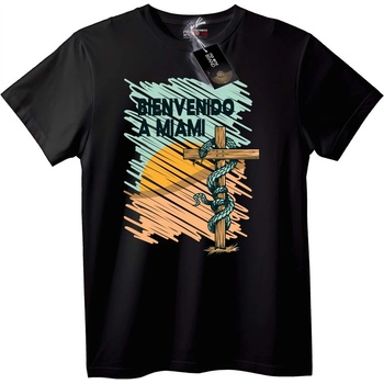 NOONEBRAND Тениска Welcome to Miami Кръст - M, Black