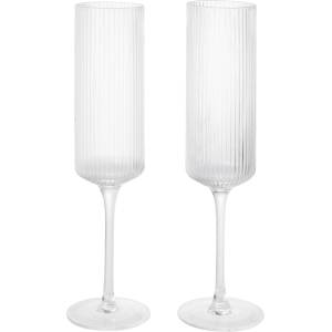Ferm Living Ripple Flutes, чаши за шампанско, прозрачни, 2 бр (1104271423)