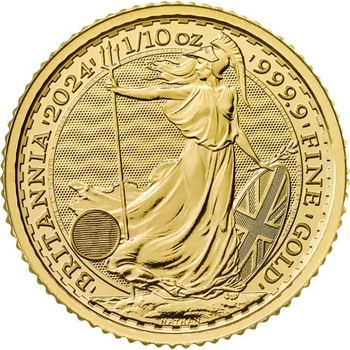 The Royal Mint Zlatá minca Britannia Kráľ Karol III. 1/10 oz