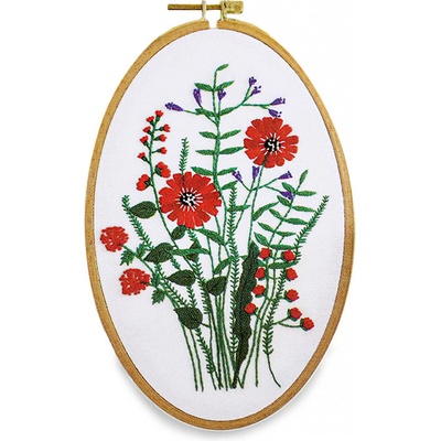 Stoklasa Vyšívací sada s předtištěným motivem 380637 6 červené luční kvítí 15x22cm – Sleviste.cz