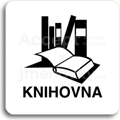 ACCEPT Piktogram knihovna - bílá tabulka - černý tisk bez rámečku