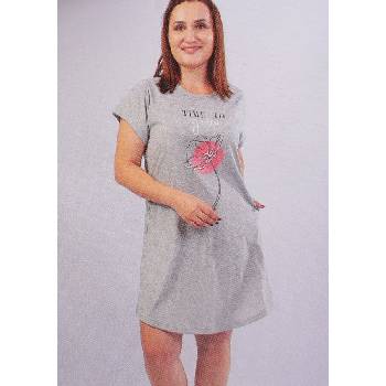 Макси нощница в сиво с цвете и надпис