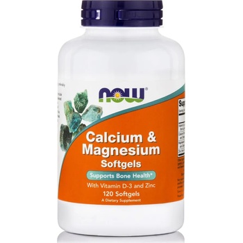 Image 1 of NOW Хранителна добавка Калций, магнезий, Цинк и Витамин Д, Now Foods Calcium & Magnesium With Vitamin D-3 & Zinc 120 Softgels