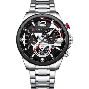 Curren Мъжки часовник Curren Effecto, Хронограф, Неръждаема стомана, Сребрист / Черен (CURREN-8395-SILVER-BLACK)