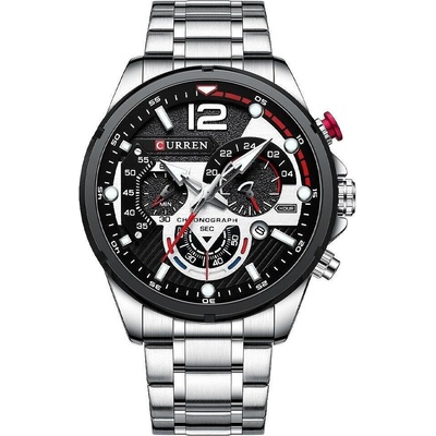 Curren Мъжки часовник Curren Effecto, Хронограф, Неръждаема стомана, Сребрист / Черен (CURREN-8395-SILVER-BLACK)