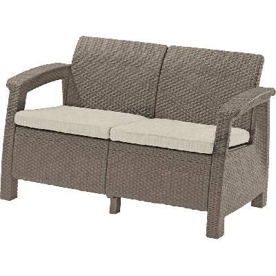 KETER Záhradná pohovka Allibert Corfu Love Seat - 128 x 70 x 79 cm - cappuccino / béžová