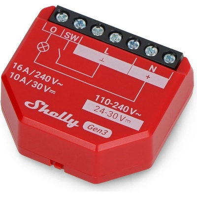 Shelly 1PM Gen3 - 1x relé AC 110-240V, DC 24-30V, WiFi/Bluetooth/Matter 16A - měření energie - Android/iOS aplikace