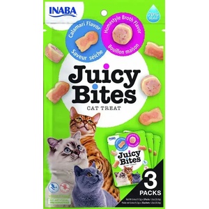 Inaba Foods Churu Juicy Bites Homestyle Broth Calamari Flavor - Лакомство за котки с вкус на калмари и домашен бульон 3 бр