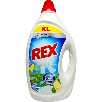 Rex течен перилен препарат, 55 пранета, 2.475литра, Бяло пране, Амазония фреш