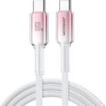 JOYROOM Кабел за зареждане Joyroom Crystal-Clear Series S-A42 USB-C / USB-C 60W - Бял / Розов / 1.2m KP41448