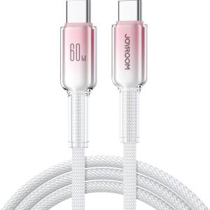 JOYROOM Кабел за зареждане Joyroom Crystal - Clear Series S - A42 USB - C / USB - C 60W - Бял / Розов / 1.2m KP41448