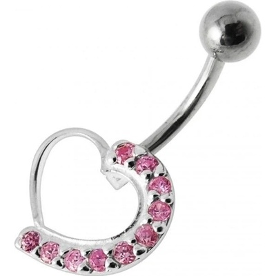 Šperky4U stříbrný piercing do pupíku srdce BP01031-P
